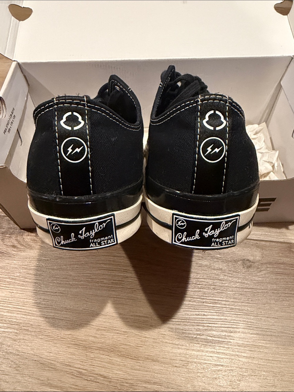 Moncler Black Low-Top Canvas Sneakers with White Toe Cap - Picture 5 of 6